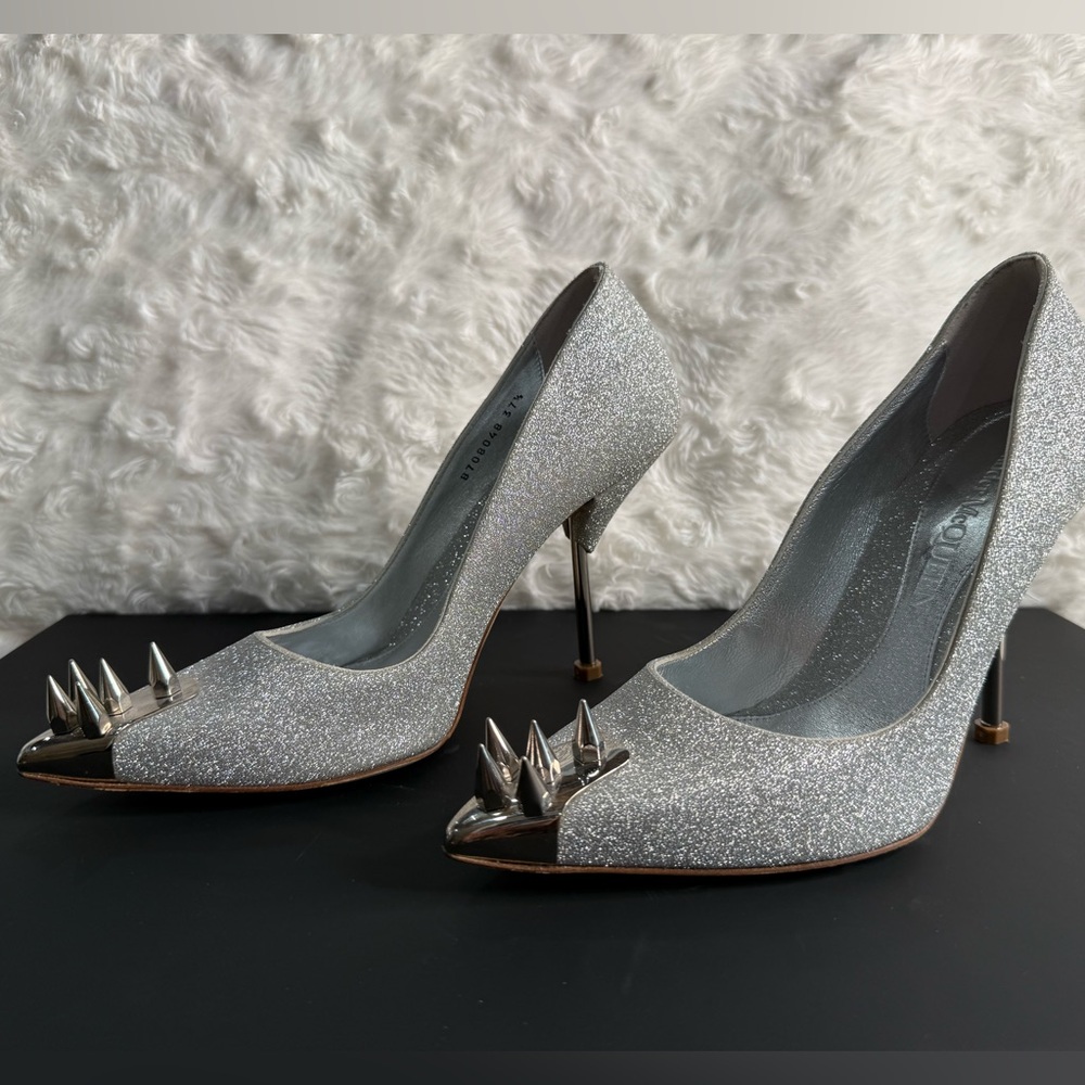 Alexander McQueen Punk Spike Glitter Stiletto Pumps